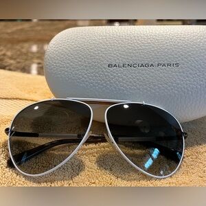 Balenciaga White Framed Aviator Sunglasses